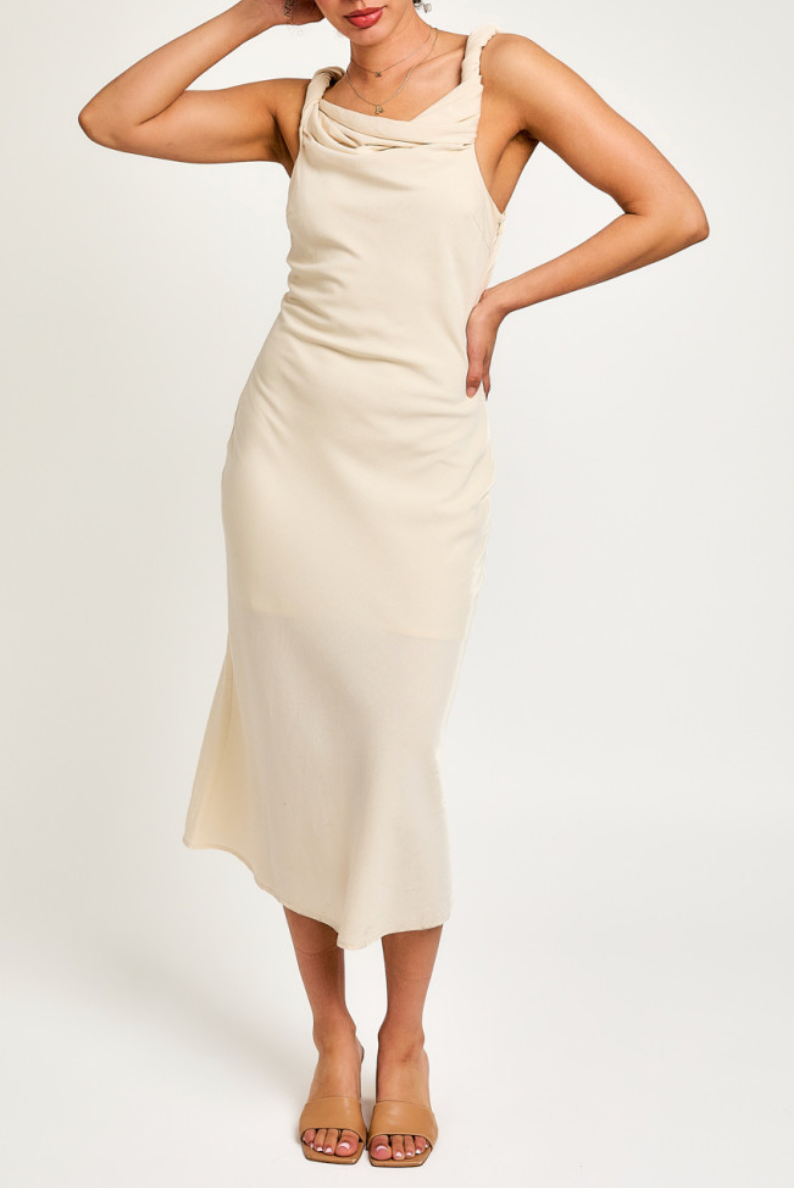 Twist U Neck Midi Dress