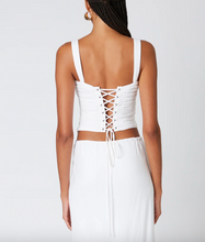 Load image into Gallery viewer, Corset Ruched Tie Back Linen Top