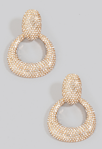 Pave Hoop Door Knocker Earrings