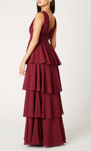 Tiered V Neck Maxi Dress