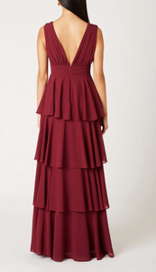 Tiered V Neck Maxi Dress