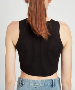 Sleeveless Ribbed Bustier Top