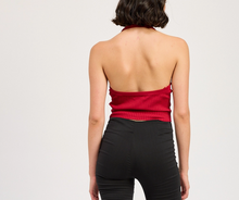 Load image into Gallery viewer, Sleeveless Ribbed Halter Bow Front Top