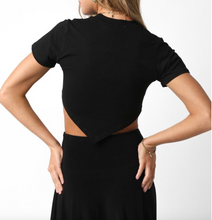 Load image into Gallery viewer, Asymmetric Short Sleeve Cropped Top