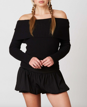 Load image into Gallery viewer, Off Shoulder Foldover Ribbed Sweater