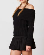 Load image into Gallery viewer, Off Shoulder Foldover Ribbed Sweater