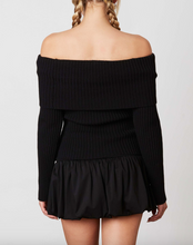 Load image into Gallery viewer, Off Shoulder Foldover Ribbed Sweater