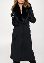 Load image into Gallery viewer, Faux Fur Belted Long Wool Coat