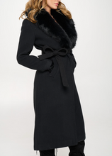 Load image into Gallery viewer, Faux Fur Belted Long Wool Coat