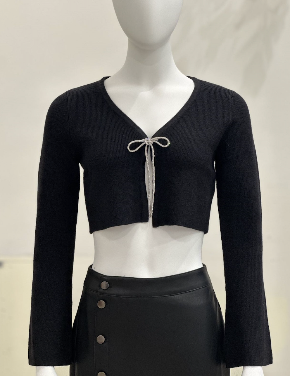 Bell Sleeve Bow Cropped Top