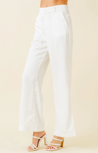 High Waisted Satin Side Slit Pants