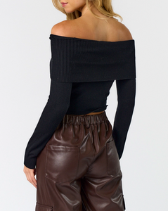 Off Shoulder Sweater Crop Top