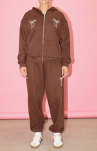 Load image into Gallery viewer, Mid Rise Fleece Lined Bow Stitched Sweatpants