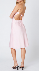 Sleeveless Open Back Satin Midi Dress