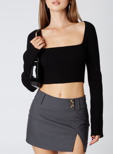 Long Sleeve Square Neck Crop Top