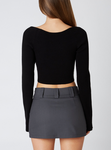 Long Sleeve Square Neck Crop Top