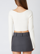 Load image into Gallery viewer, Long Sleeve Square Neck Crop Top