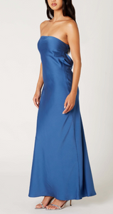 Cowl Back Strapless Maxi Dress