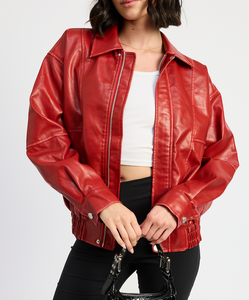 Leather Oversized Bomber Jacket – shop hey chick