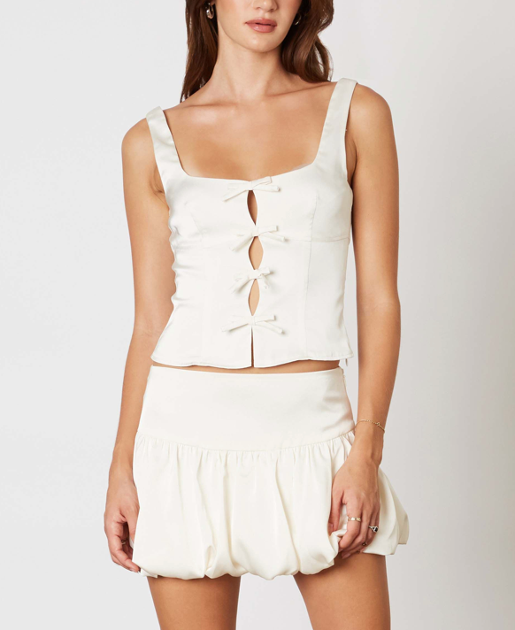 Sleeveless Satin Bow Top