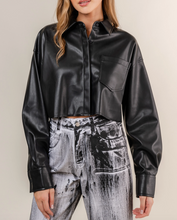 Load image into Gallery viewer, Collared Cropped Leather Jacket