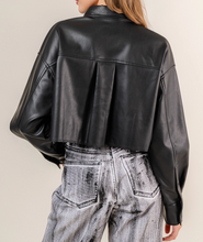 Load image into Gallery viewer, Collared Cropped Leather Jacket