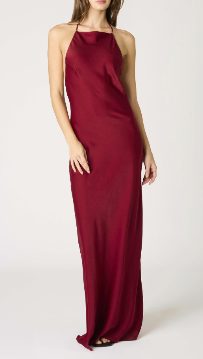 Halter Open Tie Back Maxi Dress