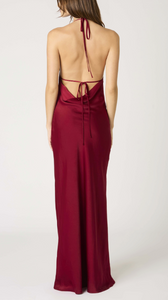 Halter Open Tie Back Maxi Dress