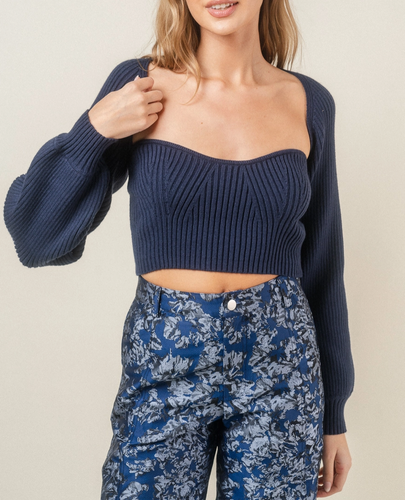 Strapless Crop Top Bolero Sweater