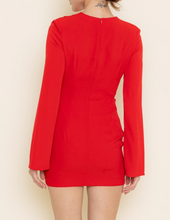 Load image into Gallery viewer, Long Bell Sleeve Ruched Mini Dress