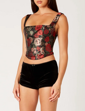 Load image into Gallery viewer, Square Neck Jacquard Floral Corset Top