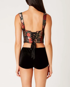 Square Neck Jacquard Floral Corset Top