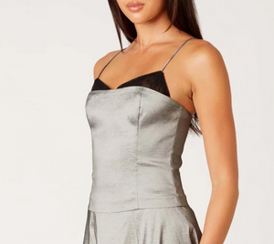 Sleeveless Taffeta Corset Top