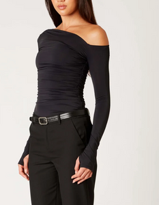 Asymmetrical One Shoulder Long Sleeve Top