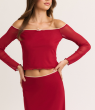 Load image into Gallery viewer, Off Shoulder Mesh Long Sleeve Top