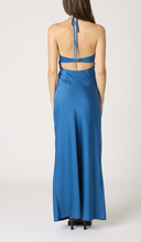 Load image into Gallery viewer, Halter Satin Front Tie Maxi Dress