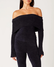 Load image into Gallery viewer, Off Shoulder Bell Sleeve Ribbed Sweater