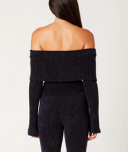 Load image into Gallery viewer, Off Shoulder Bell Sleeve Ribbed Sweater