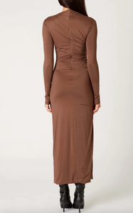 Mock Neck Long Sleeve Midi Dress