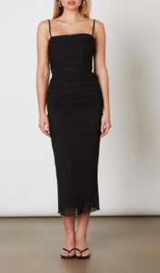 Ruched Mesh Bodycon Maxi Dress