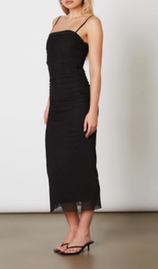 Ruched Mesh Bodycon Maxi Dress