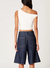 Load image into Gallery viewer, One Off Shoulder Side Ruched Diagonal Hem Top