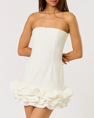 Strapless Ruffle Hem Mini Dress