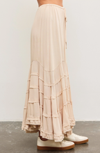 Load image into Gallery viewer, Tie Front Wave Tiered Maxi Skirt