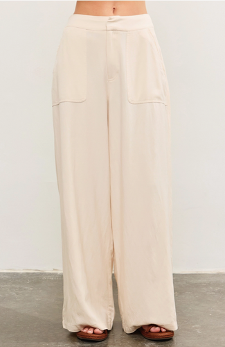 Cut Edge Waist Wide Leg Pants