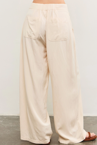 Cut Edge Waist Wide Leg Pants