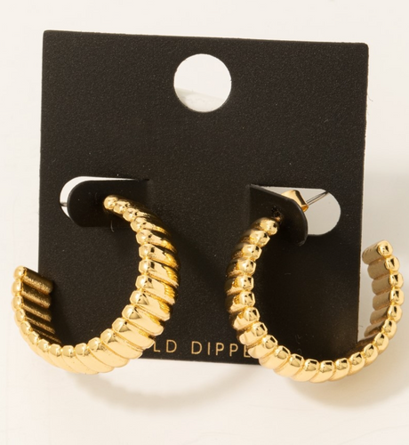 Gold Dipped Wide Ribbed Hoop Earrings