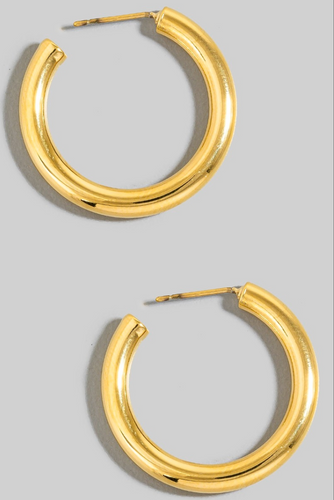 Gold Plated Tube Hoop Earrings
