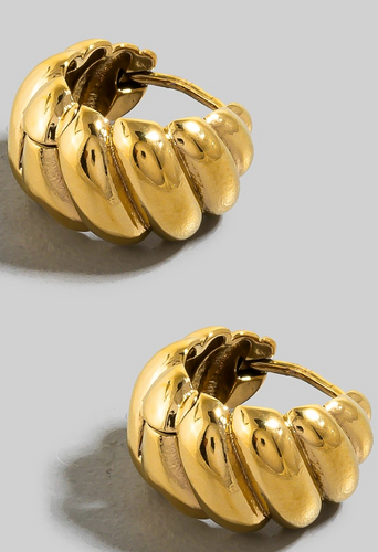 Gold Plated Textured Hinge Hoop Earrings
