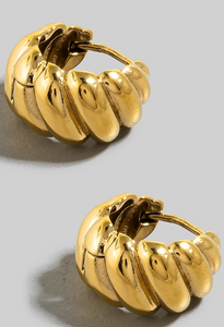 Gold Plated Textured Hinge Hoop Earrings